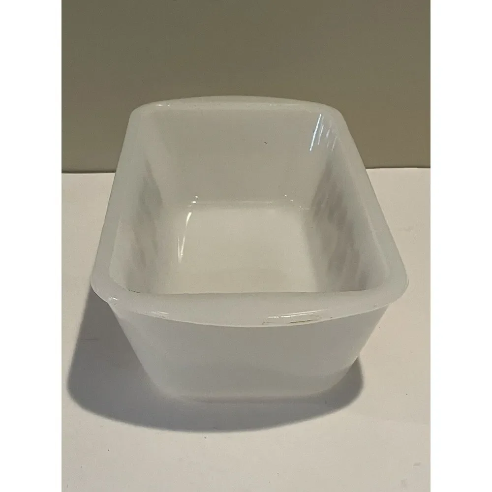 RARE Glassbake Rectangular Vintage Milk Glass Mushroom Print 522‎ Loaf Pan